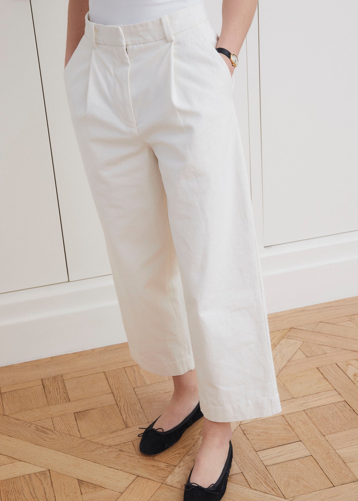 DRAKE CANVAS TROUSER — OFF WHITE