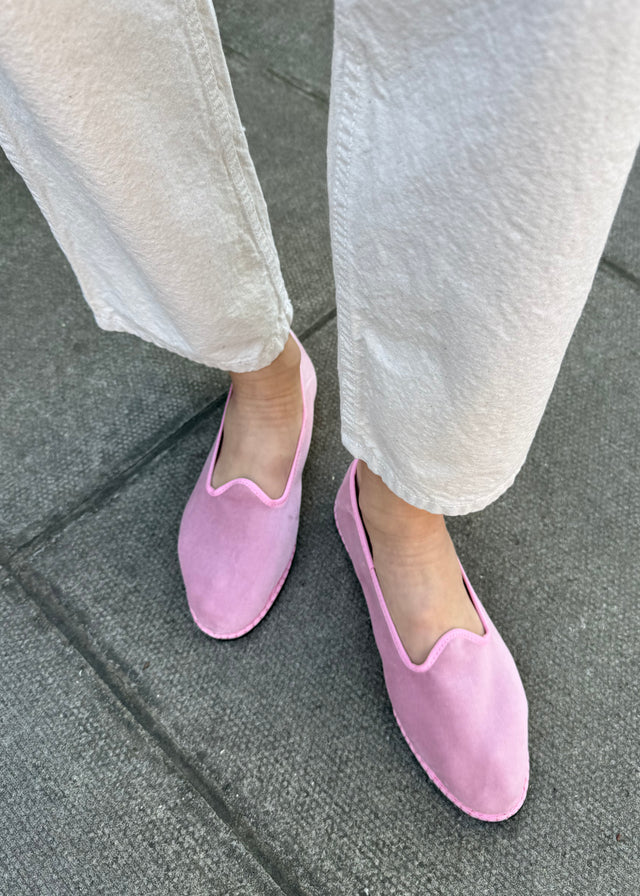 VELVET FURLANE SLIPPERS — DUSTY PINK
