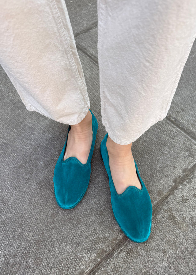 VELVET FURLANE SLIPPERS — PEACOCK