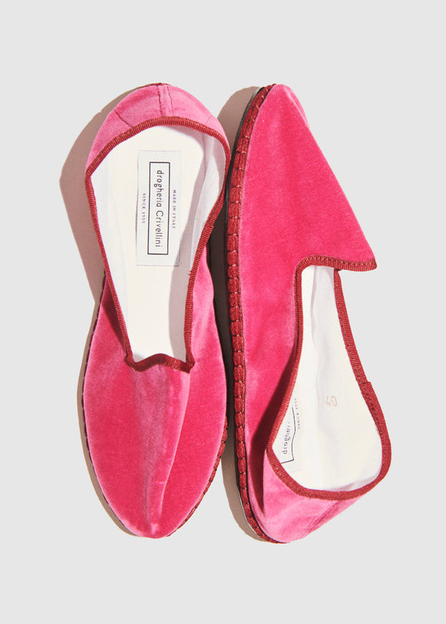 VELVET FURLANE SLIPPERS — PEONY