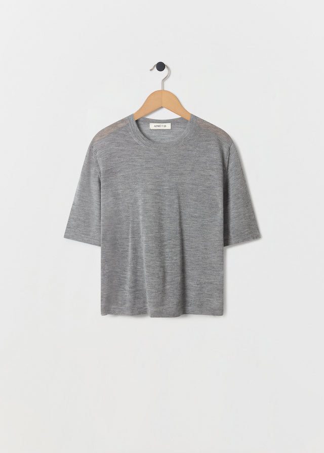 HARDY CASHMERE TEE — GREY