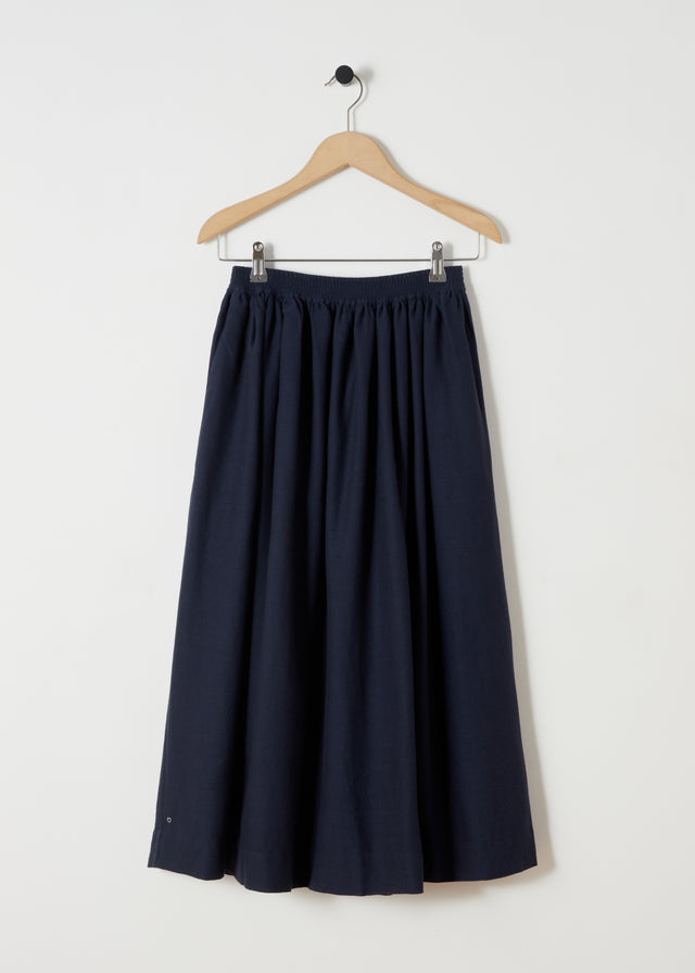 ANÉMONE WOOL SKIRT — BLEU MARINE