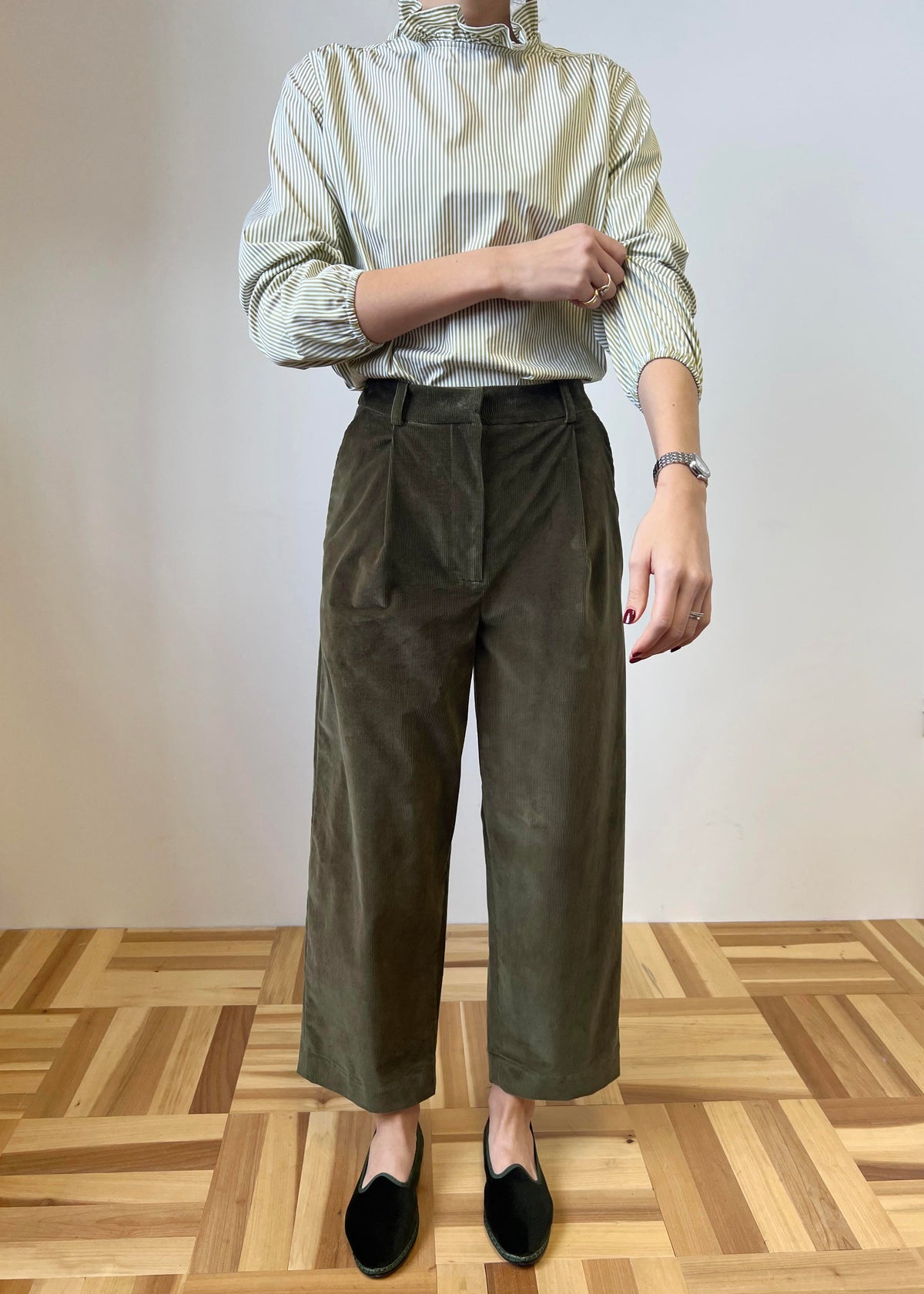 DRAKE CORDUROY TROUSERS — GREEN