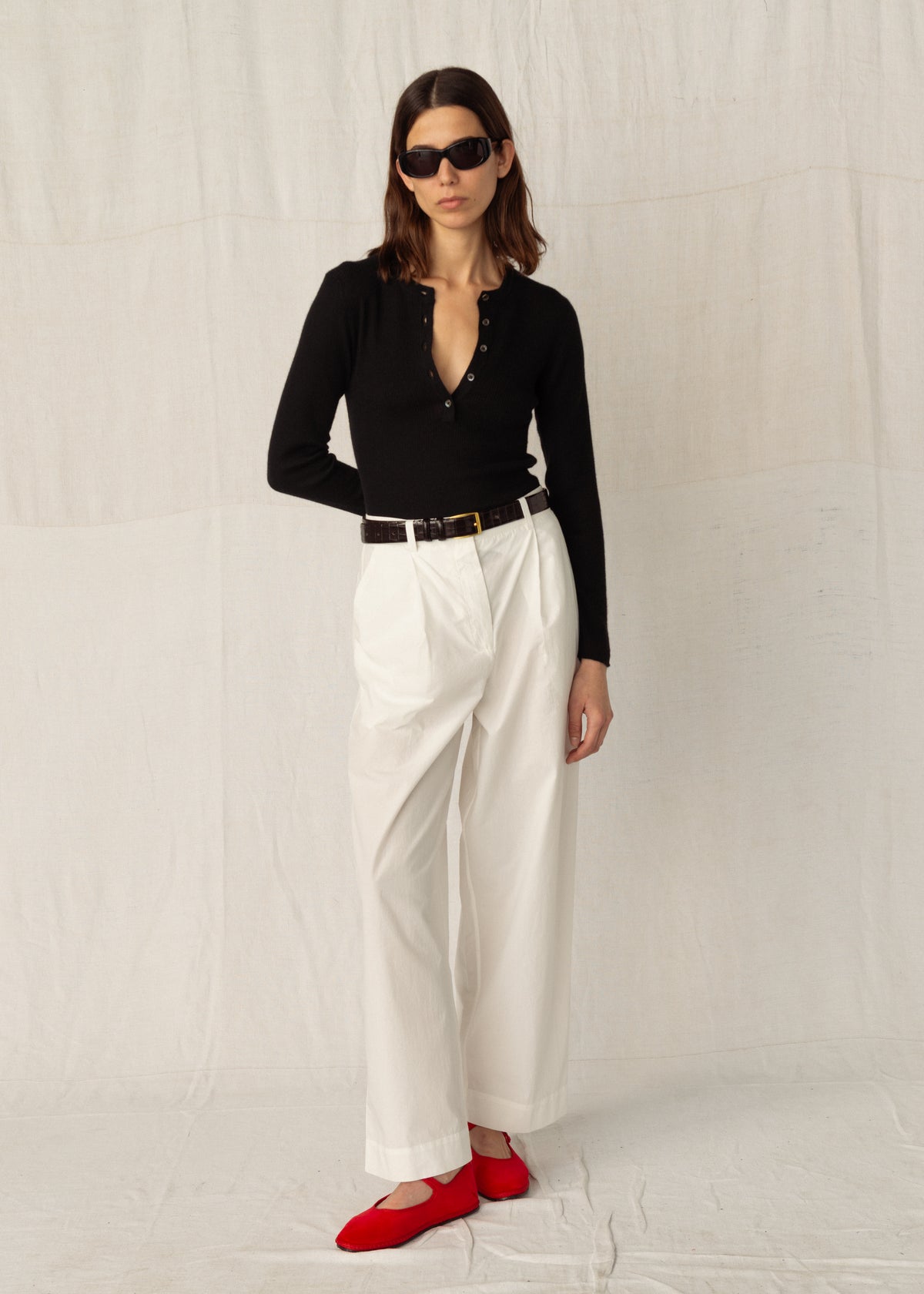 DRAKE POPLIN TROUSERS — CHALK
