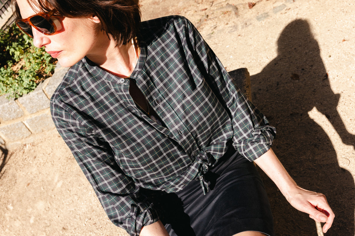 AIMÉ SHIRT — BLACK & YELLOW TARTAN