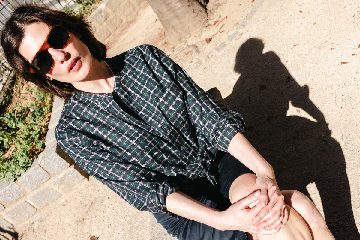 AIMÉ SHIRT — BLACK & YELLOW TARTAN