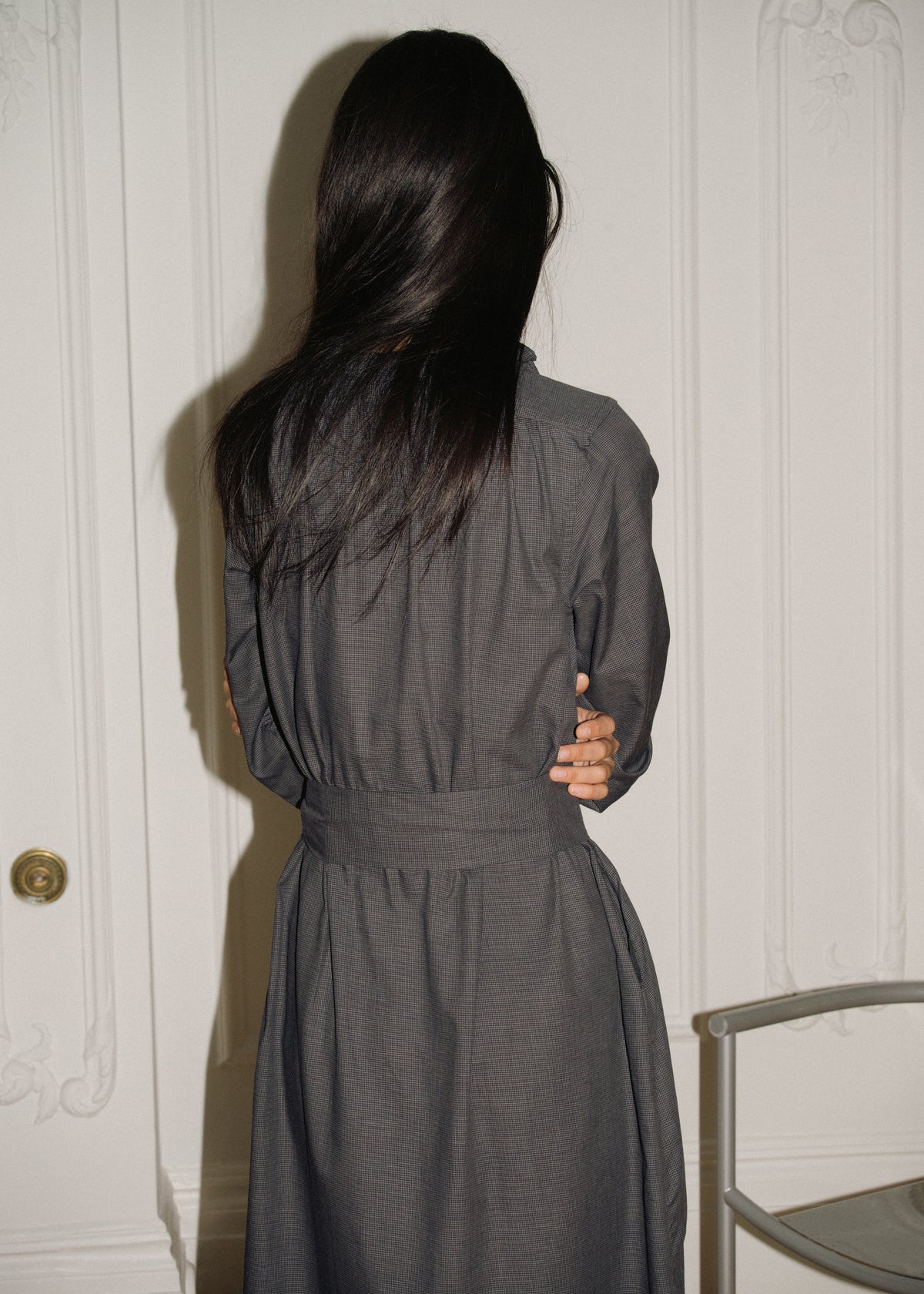 ALMA DRESS — GREY HOUNDSTOOTH