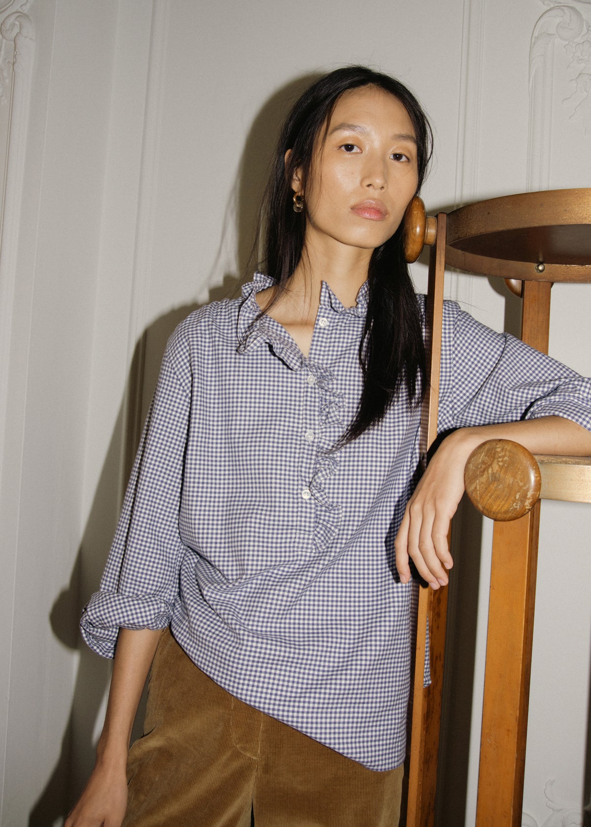 ALMA SHIRT — NAVY GINGHAM