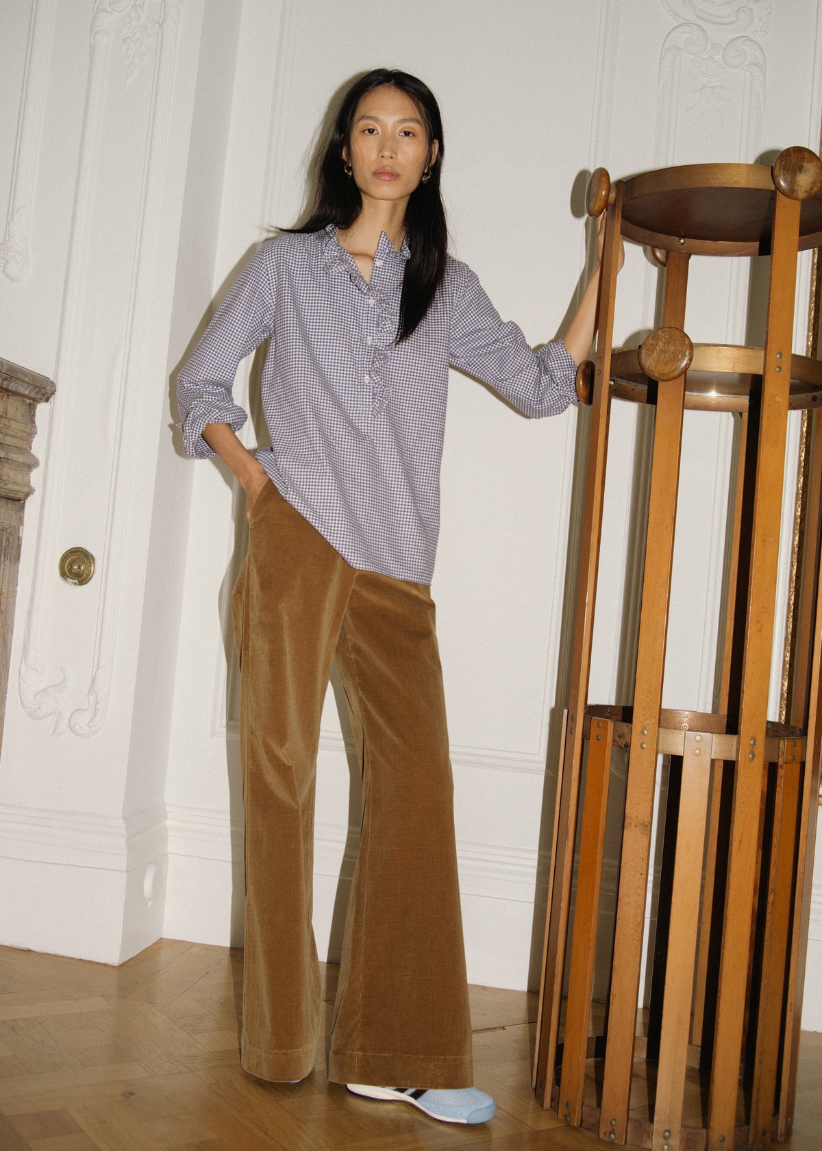 ALMA SHIRT — NAVY GINGHAM