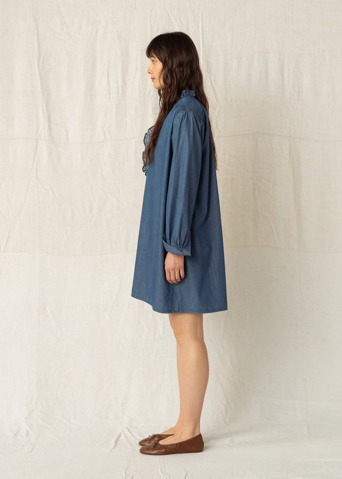 ALMA SHORT DRESS — DARK BLUE DENIM