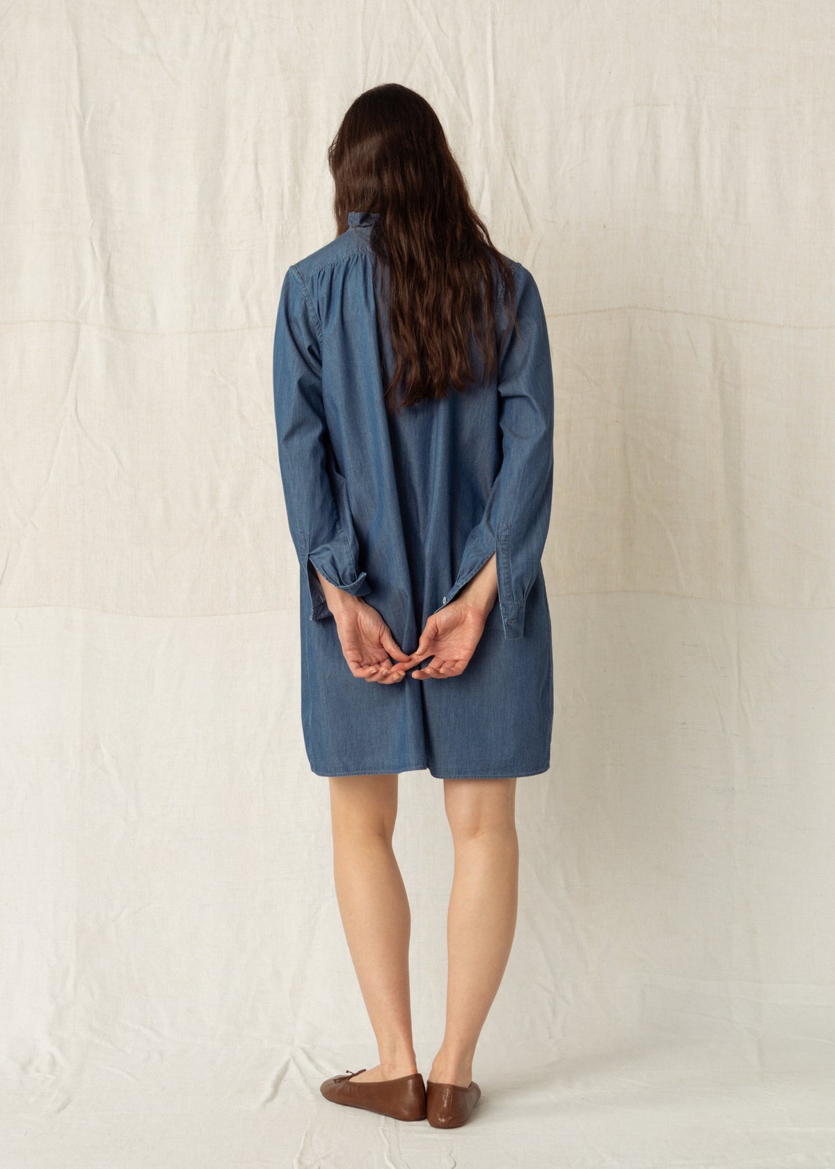 ALMA SHORT DRESS — DARK BLUE DENIM