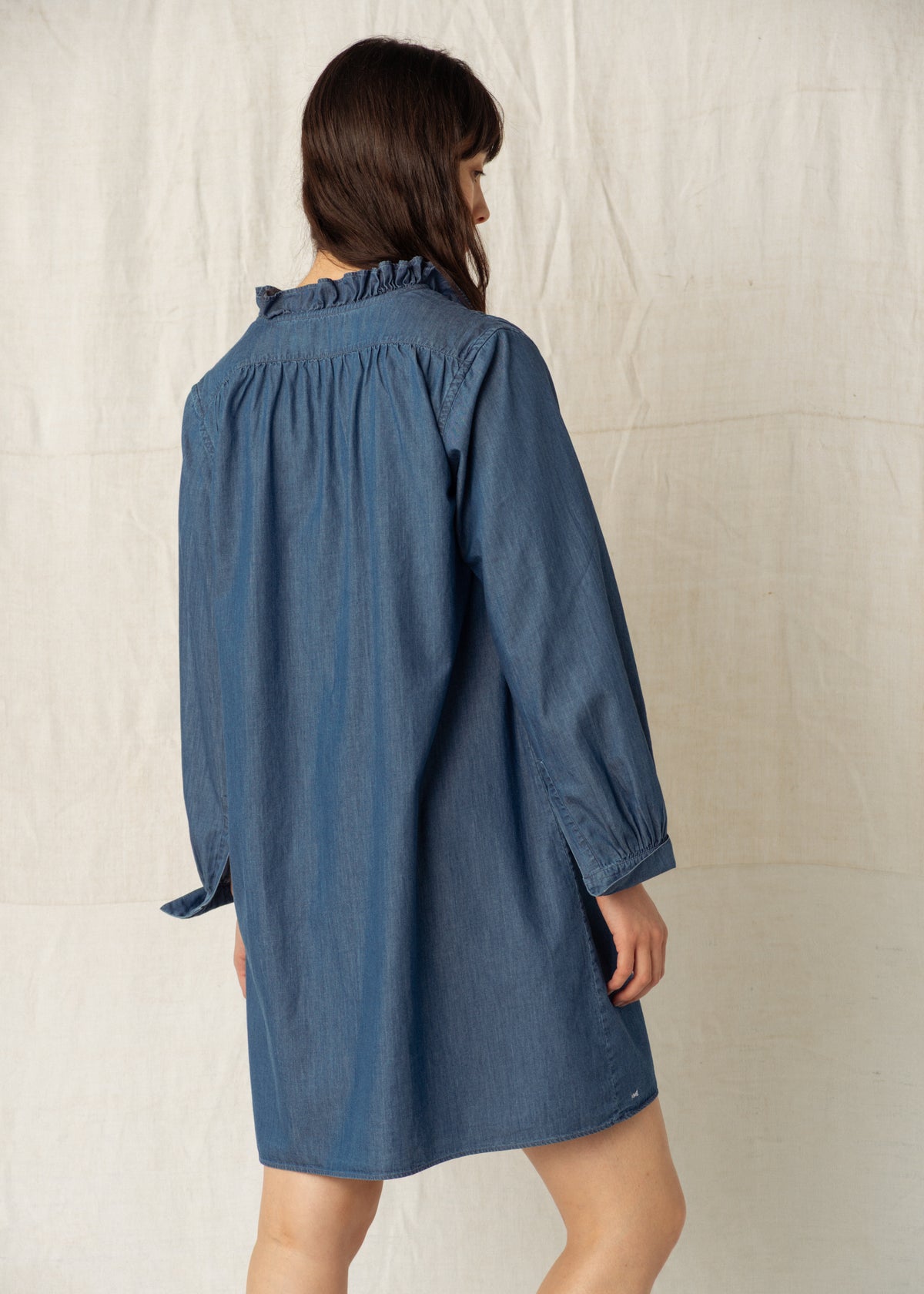 ALMA SHORT DRESS — DARK BLUE DENIM
