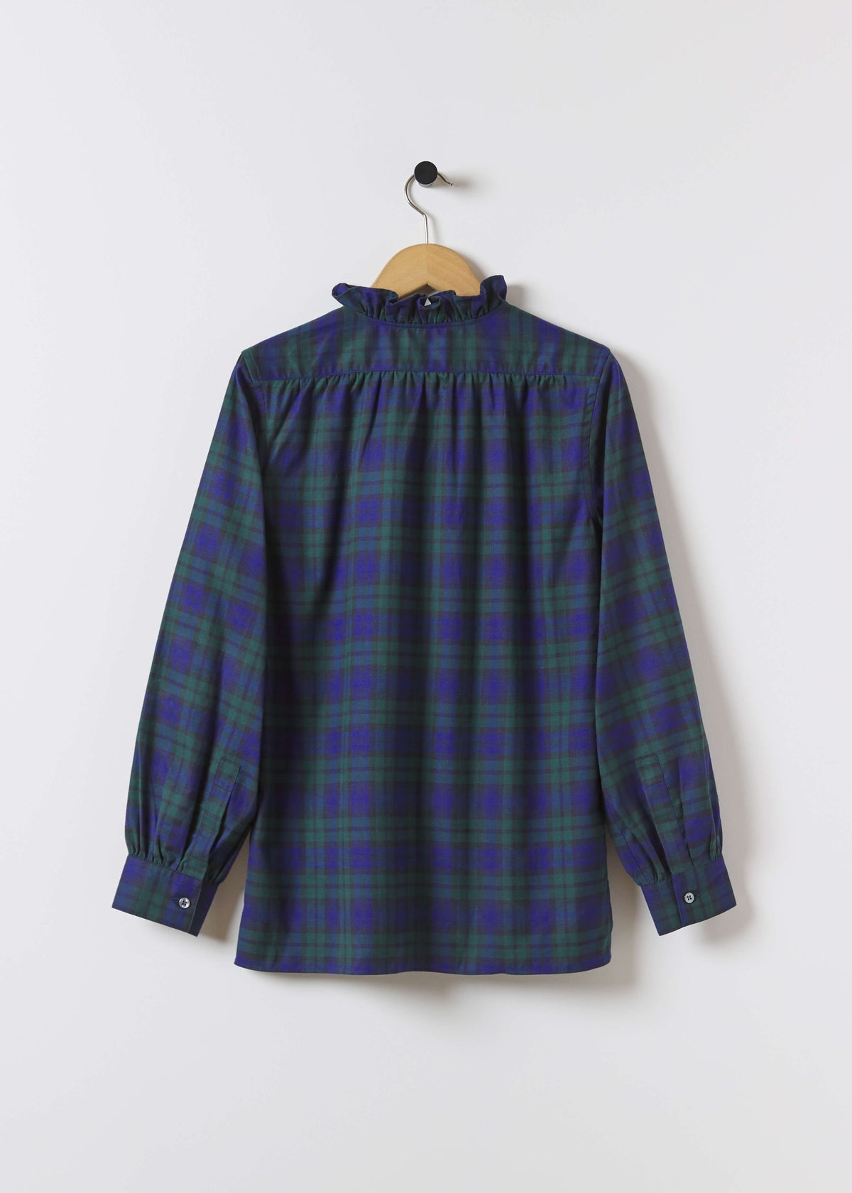 ALMA SHIRT — NAVY & GREEN TARTAN