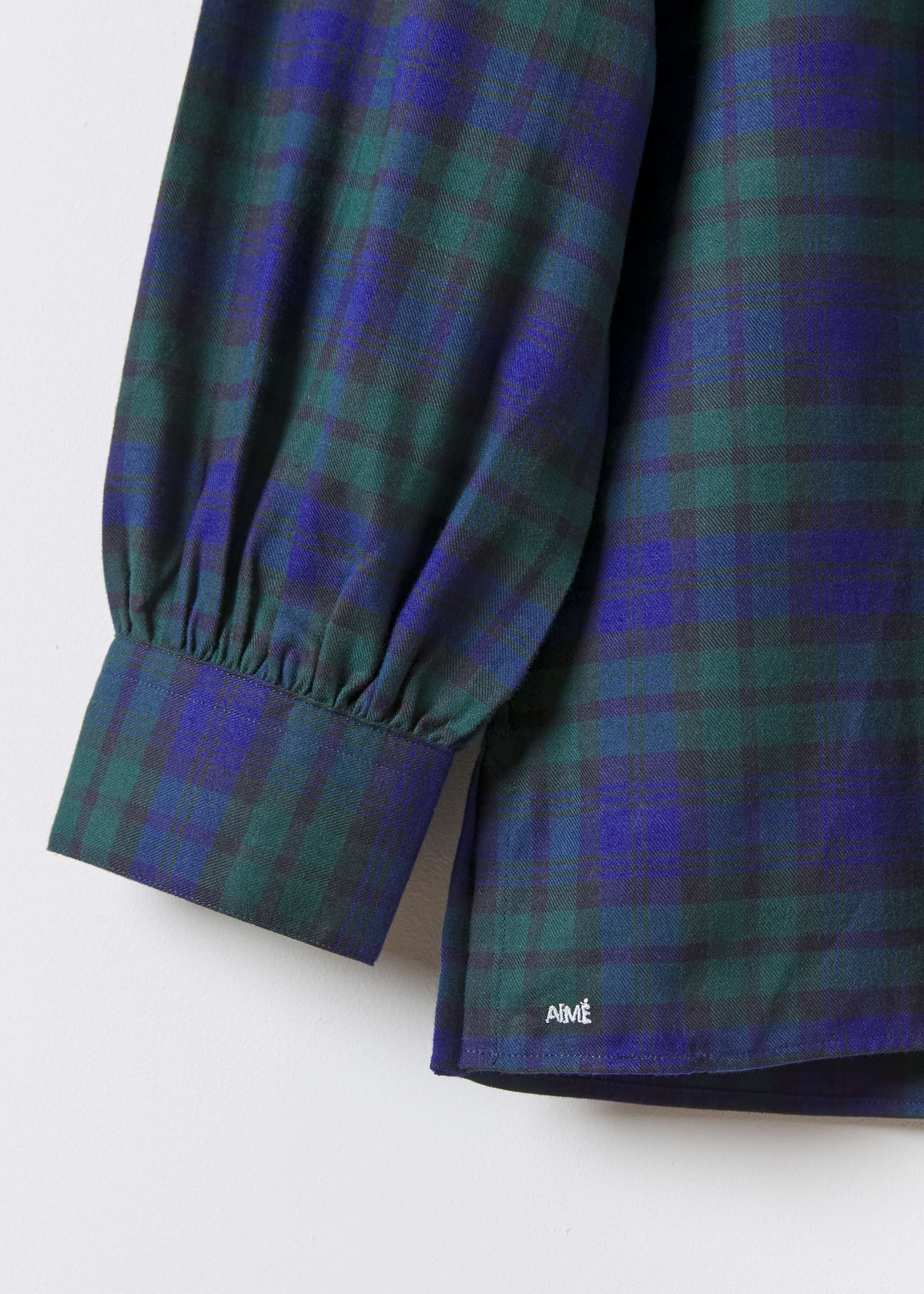 ALMA SHIRT — NAVY & GREEN TARTAN