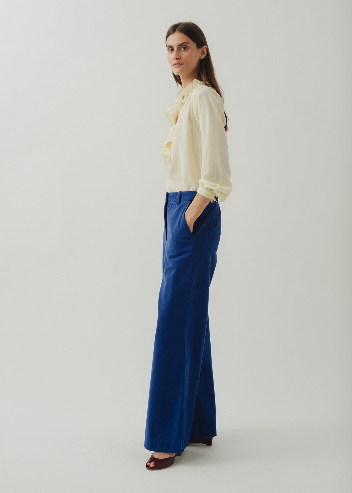 FLINT COTTON TROUSERS — INK BLUE
