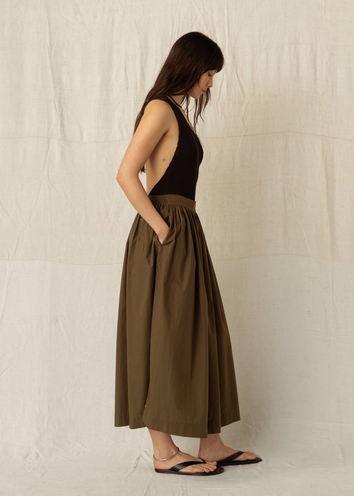 ANÉMONE SKIRT — KHAKI
