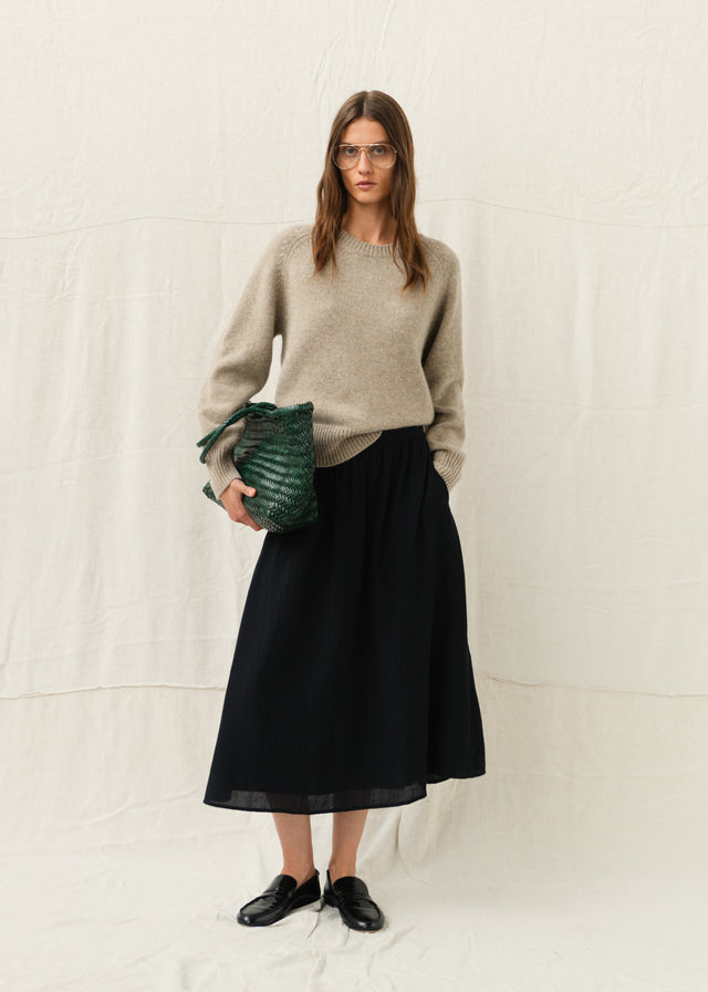 JODIE WOOL SKIRT — FADED BLACK