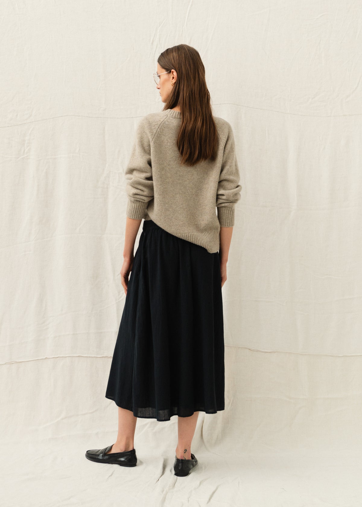 JODIE WOOL SKIRT — FADED BLACK