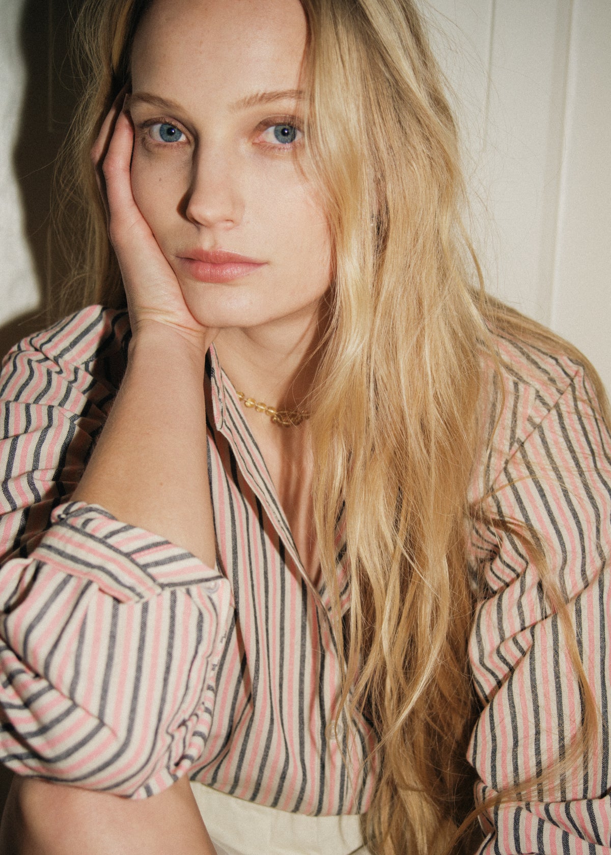 AVA SHIRT — PEACH STRIPE