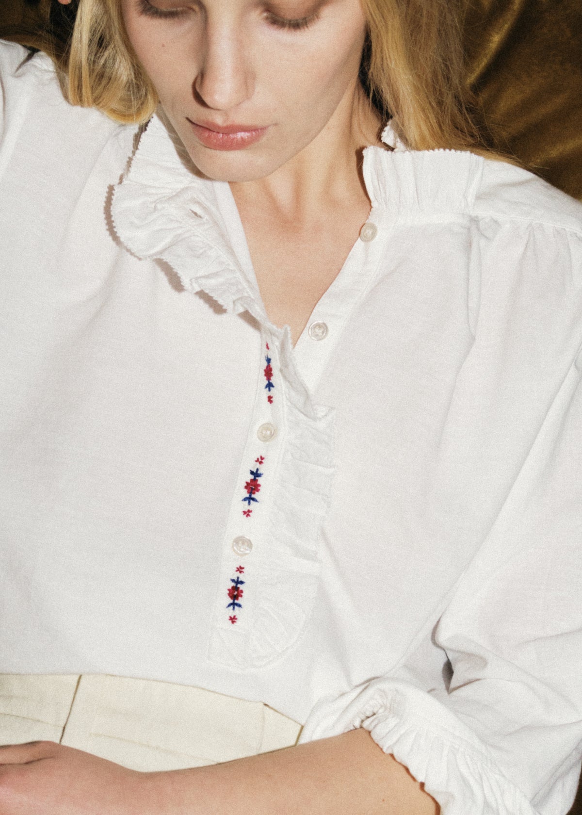 BENSON EMBROIDERED SHIRT — WHITE