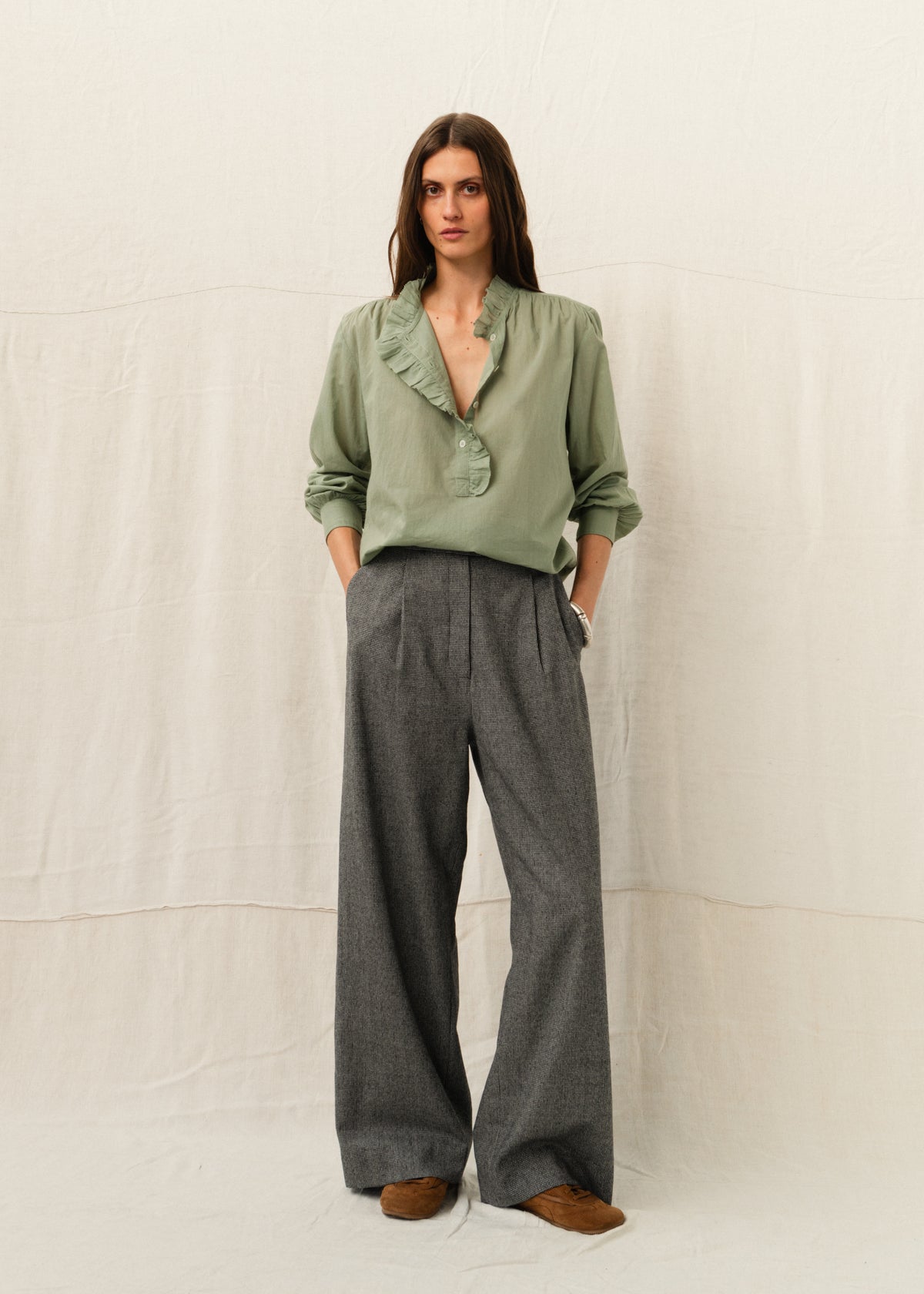 FERRY WOOL TROUSERS — HOUNDSTOOTH