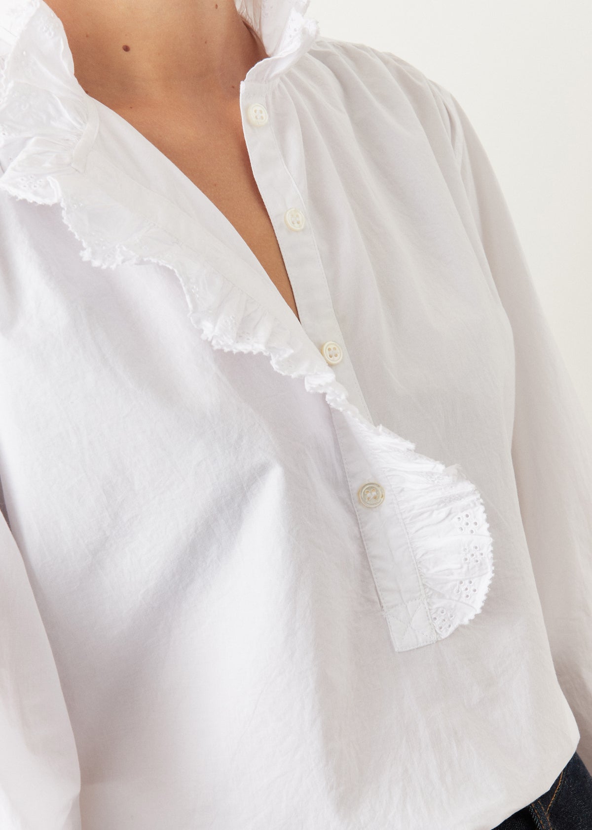 BENSON SHIRT — WHITE BRODERIE