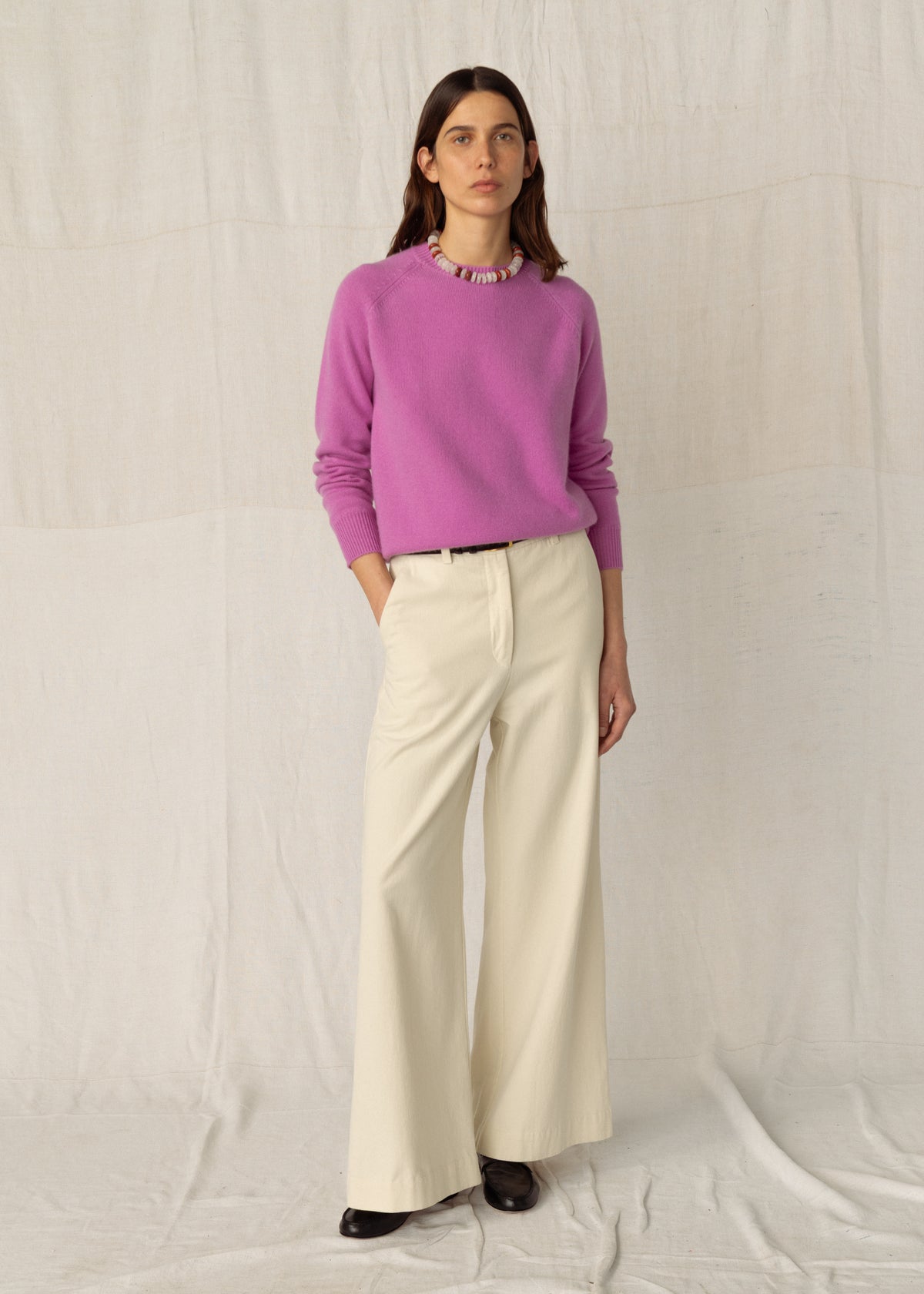 FLINT COTTON TROUSERS — ECRU