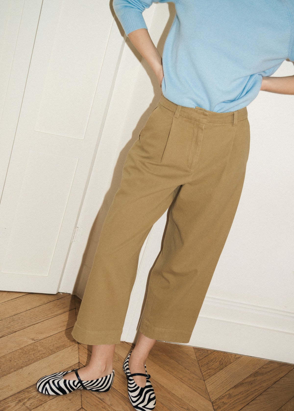 DRAKE COTTON TROUSERS — KHAKI