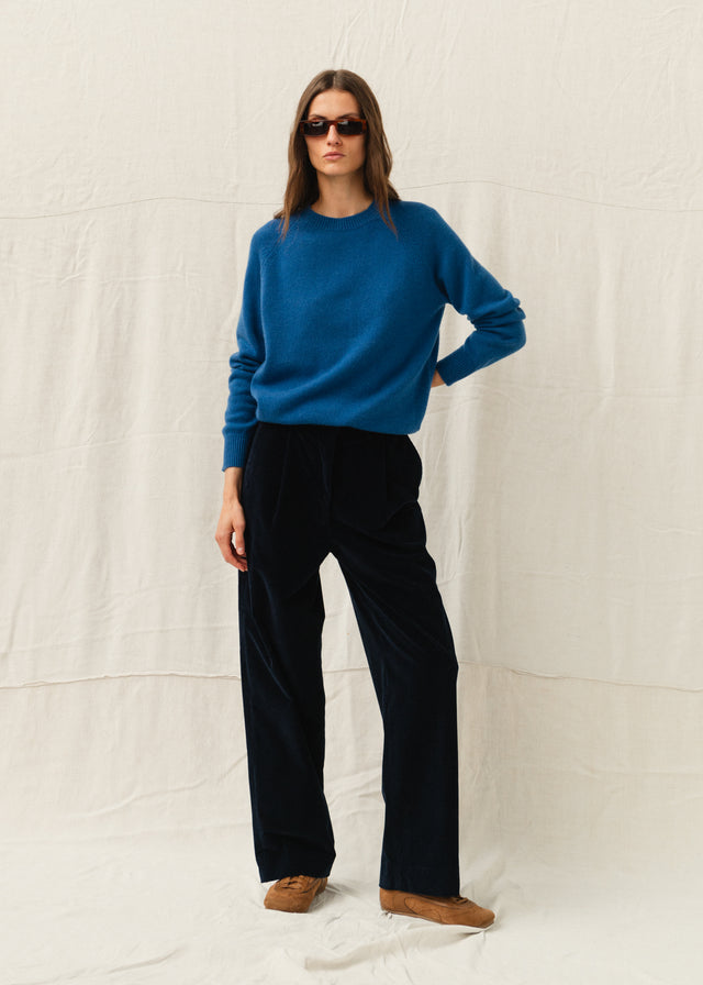 DRAKE CORDUROY TROUSERS — NAVY