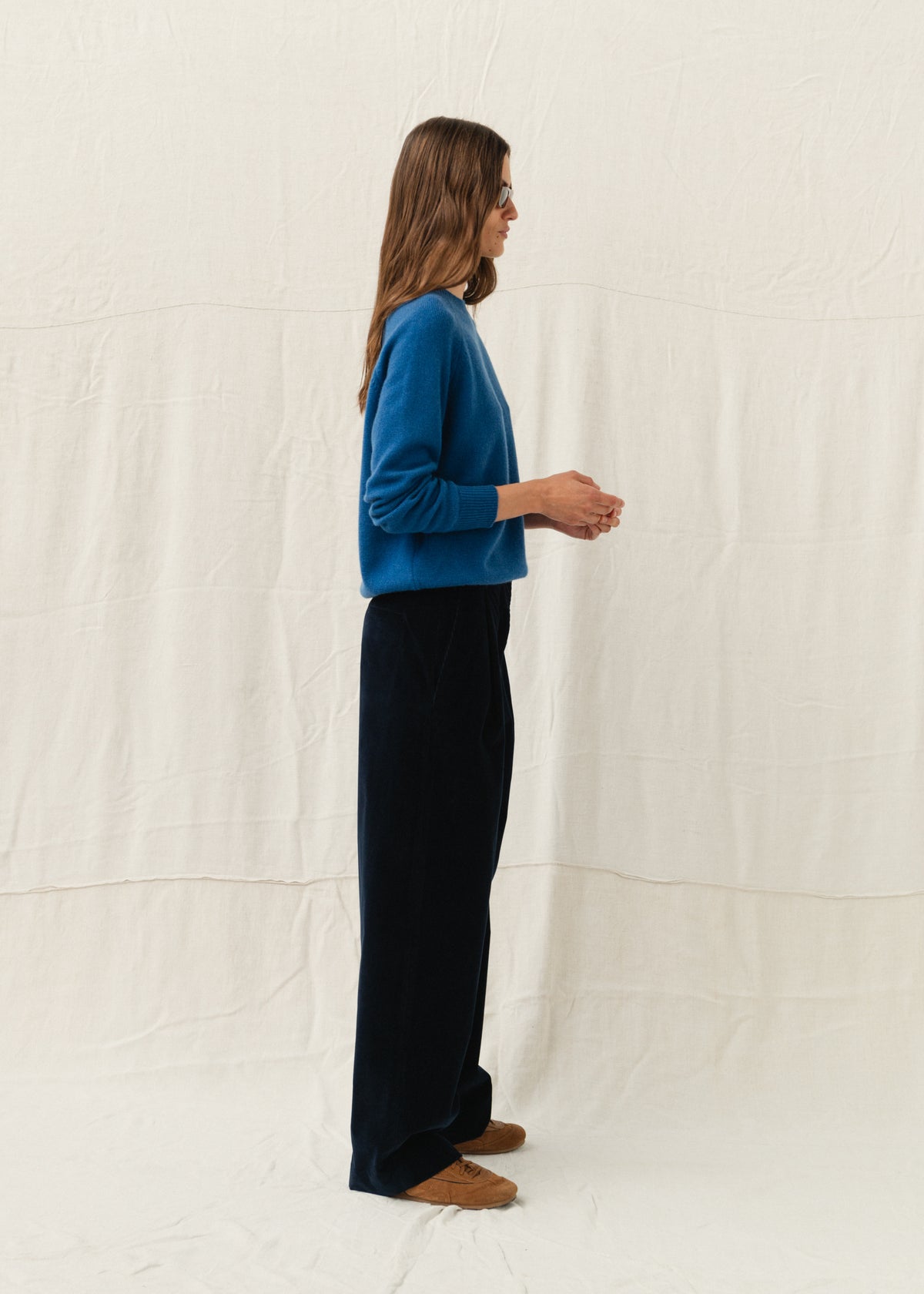 DRAKE CORDUROY TROUSERS — NAVY