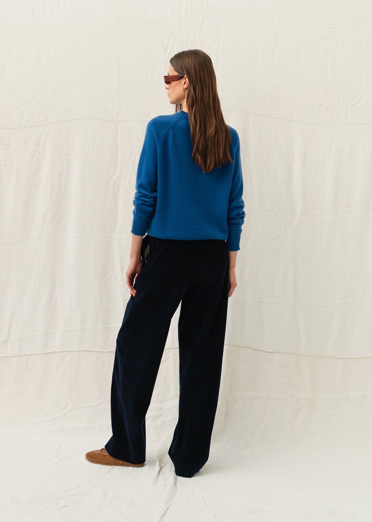 DRAKE CORDUROY TROUSERS — NAVY