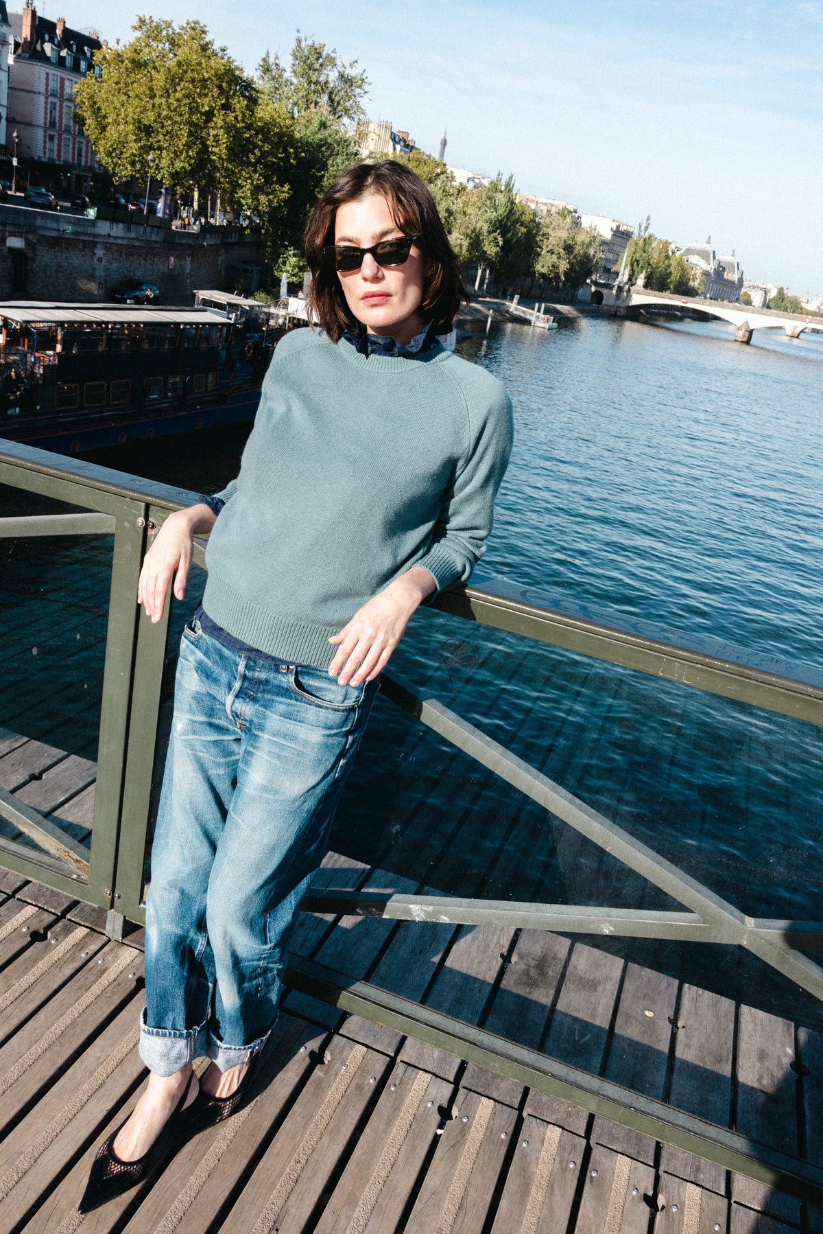 ERIN SHIRT — NAVY & GREEN TARTAN