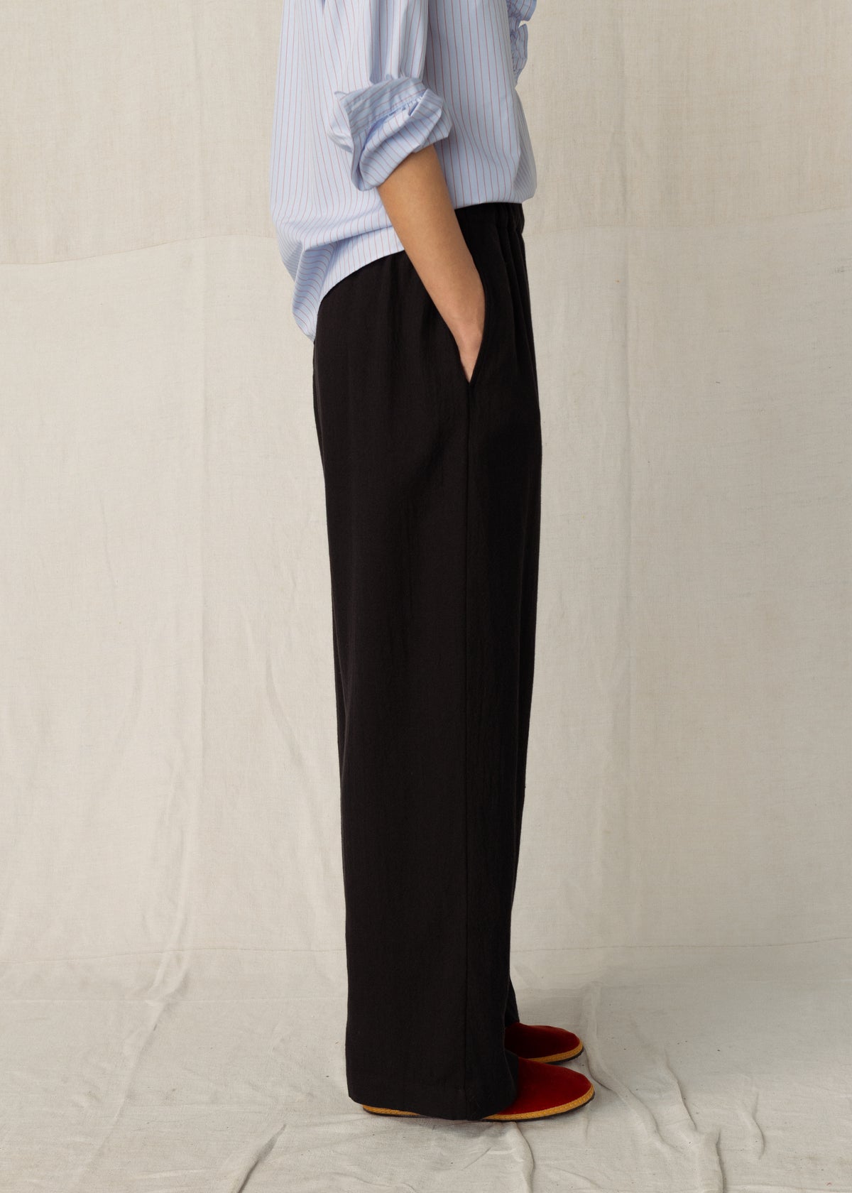 CALEB WOOL TROUSERS — FADED BLACK