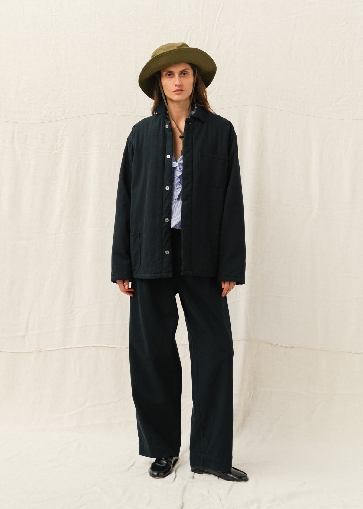 DRAKE COTTON TROUSERS — FADED BLACK