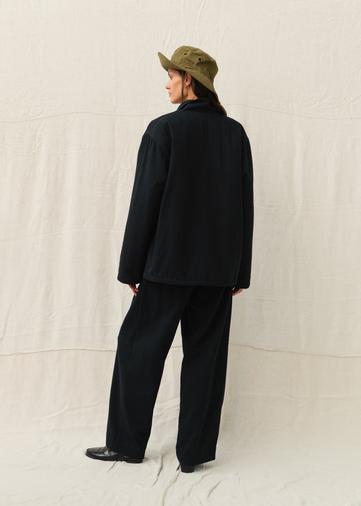 DRAKE COTTON TROUSERS — FADED BLACK