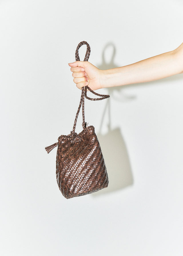 POM POM DOUBLE JUMP BAG — DARK BROWN