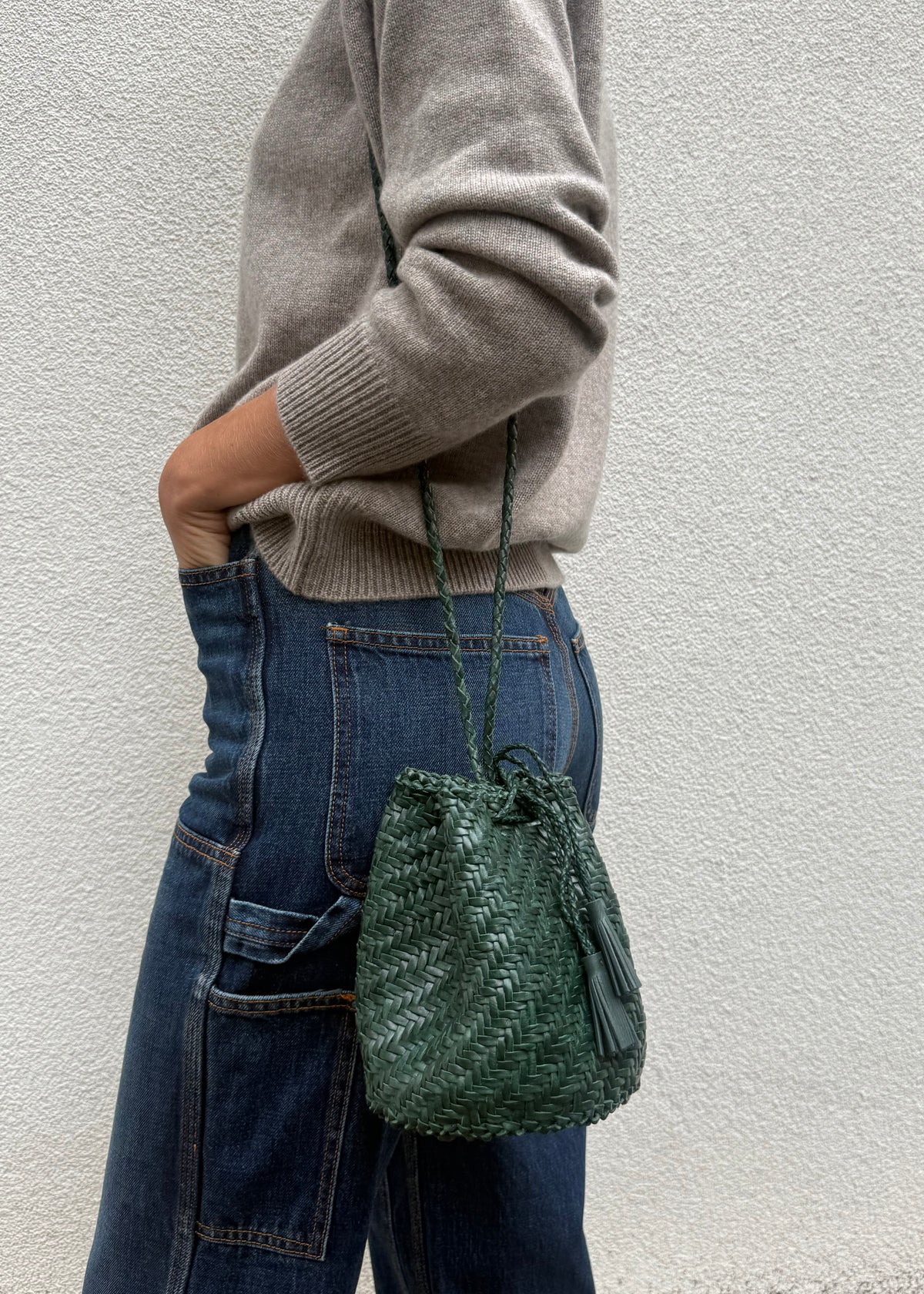 POMPOM DOUBLE JUMP BAG — FOREST