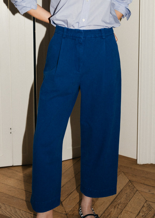 DRAKE COTTON TROUSERS — INK BLUE