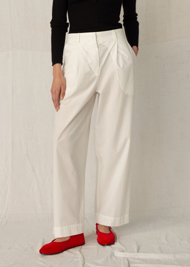 DRAKE POPLIN TROUSERS — CHALK