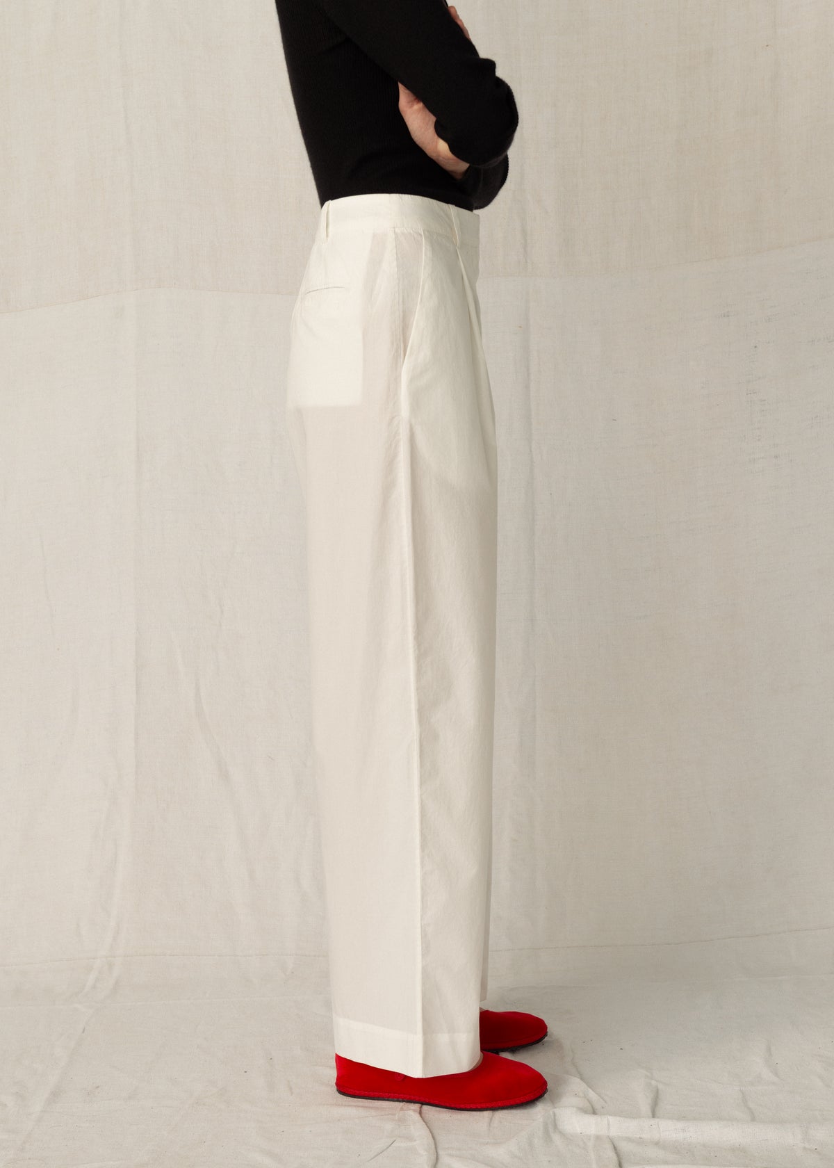 DRAKE POPLIN TROUSERS — CHALK