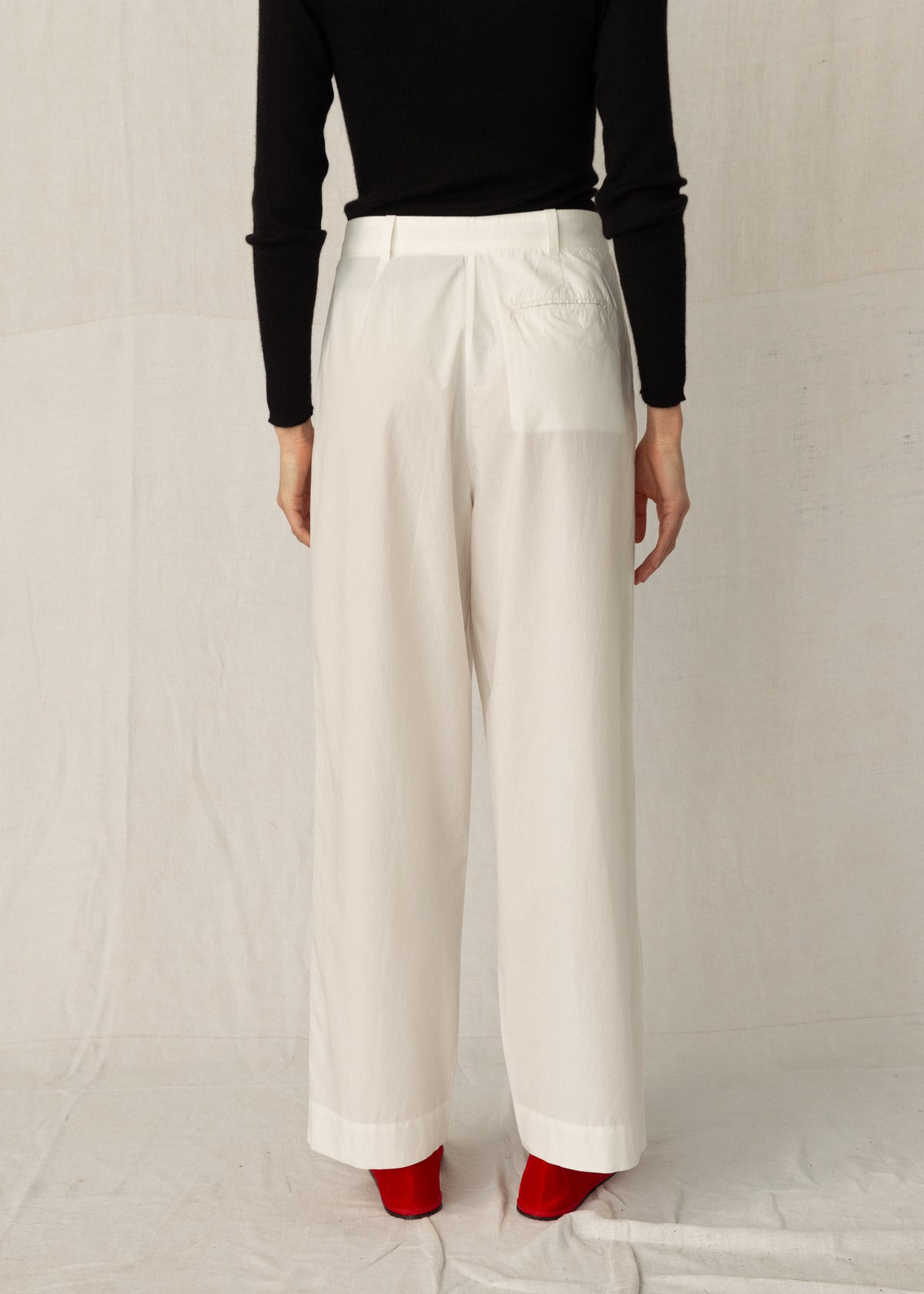DRAKE POPLIN TROUSERS — CHALK