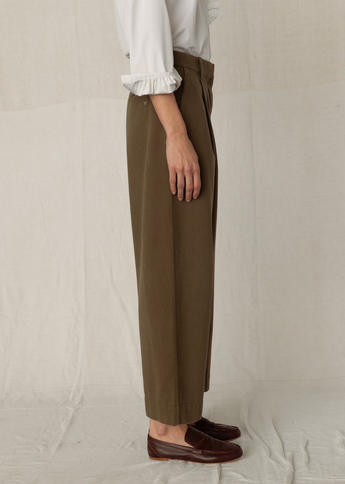 DRAKE COTTON TROUSERS — KHAKI