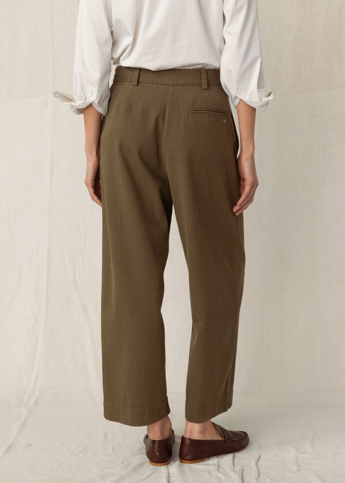 DRAKE COTTON TROUSERS — KHAKI