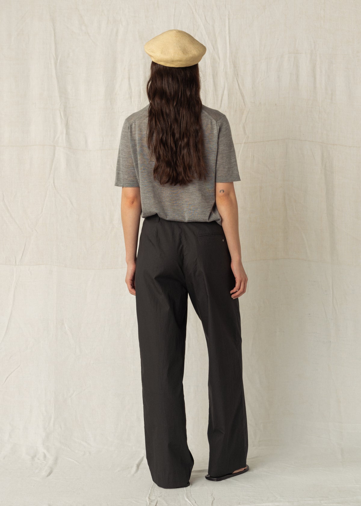 DRAKE POPLIN TROUSERS — SOFT BLACK