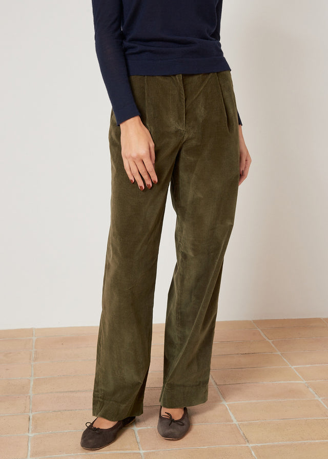 DRAKE CORDUROY TROUSERS — GREEN