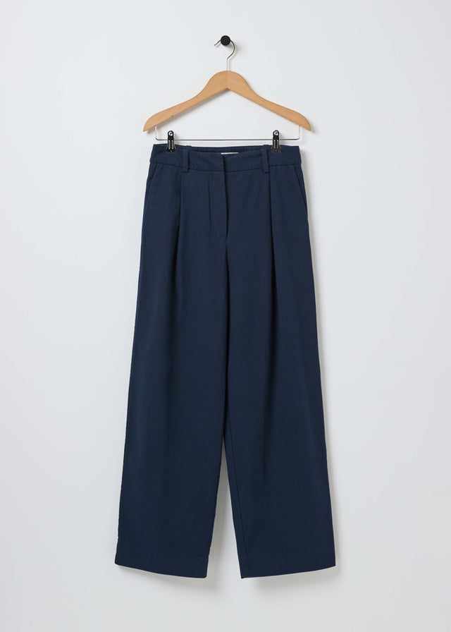 DRAKE COTTON TROUSERS — NAVY