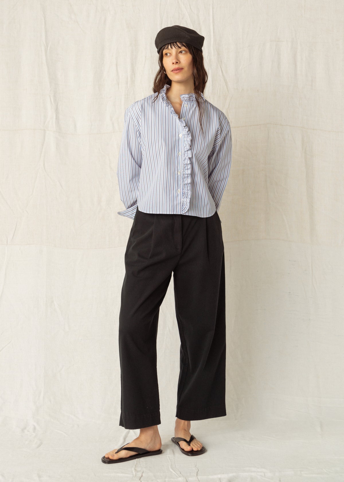 DRAKE COTTON TROUSERS  — FADED BLACK