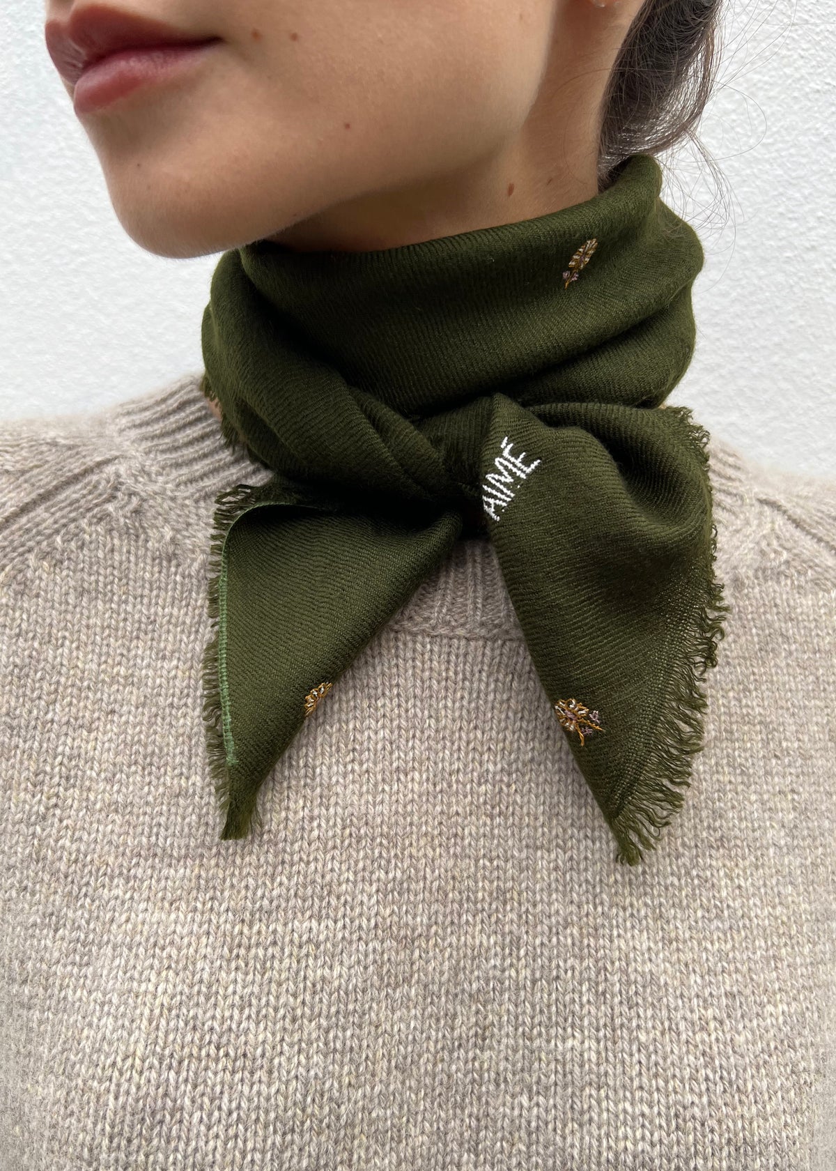 ELAN CASHMERE SCARF — KHAKI