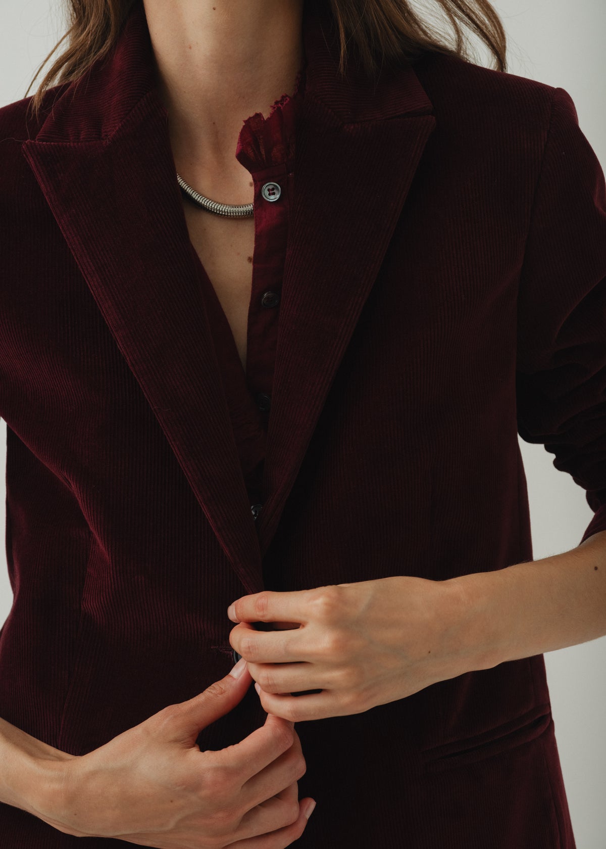 ELISA CORDUROY JACKET — BURGUNDY