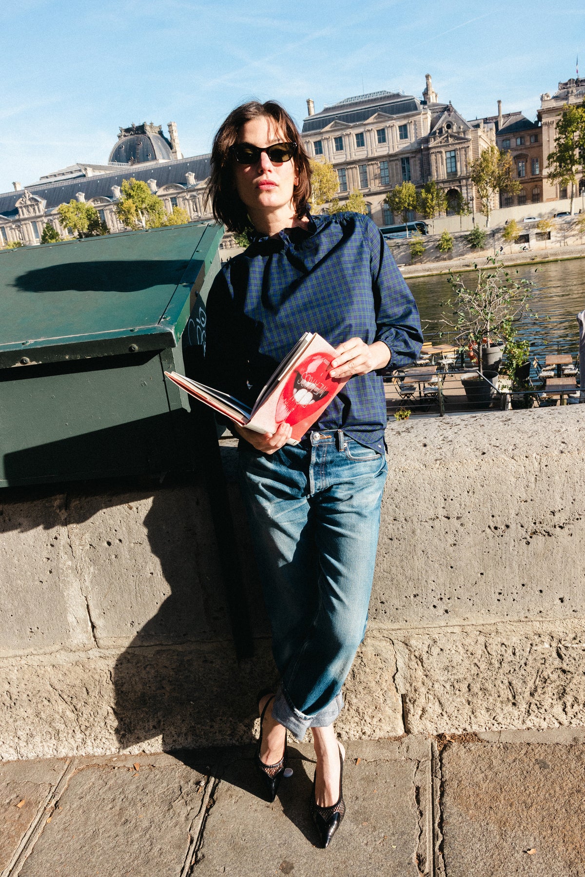 ERIN SHIRT — NAVY & GREEN TARTAN